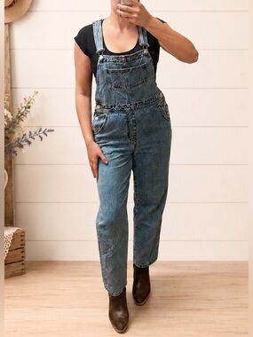 Rhythm Denim Overalls Medium Wash Straight Leg Size S